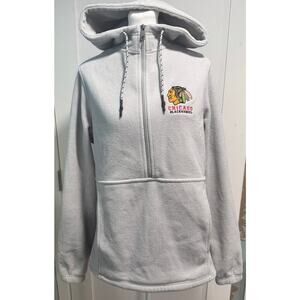Champion Chicago Blackhawks Hockey 1/2 Zip Fleece Hooded Pullover Size S